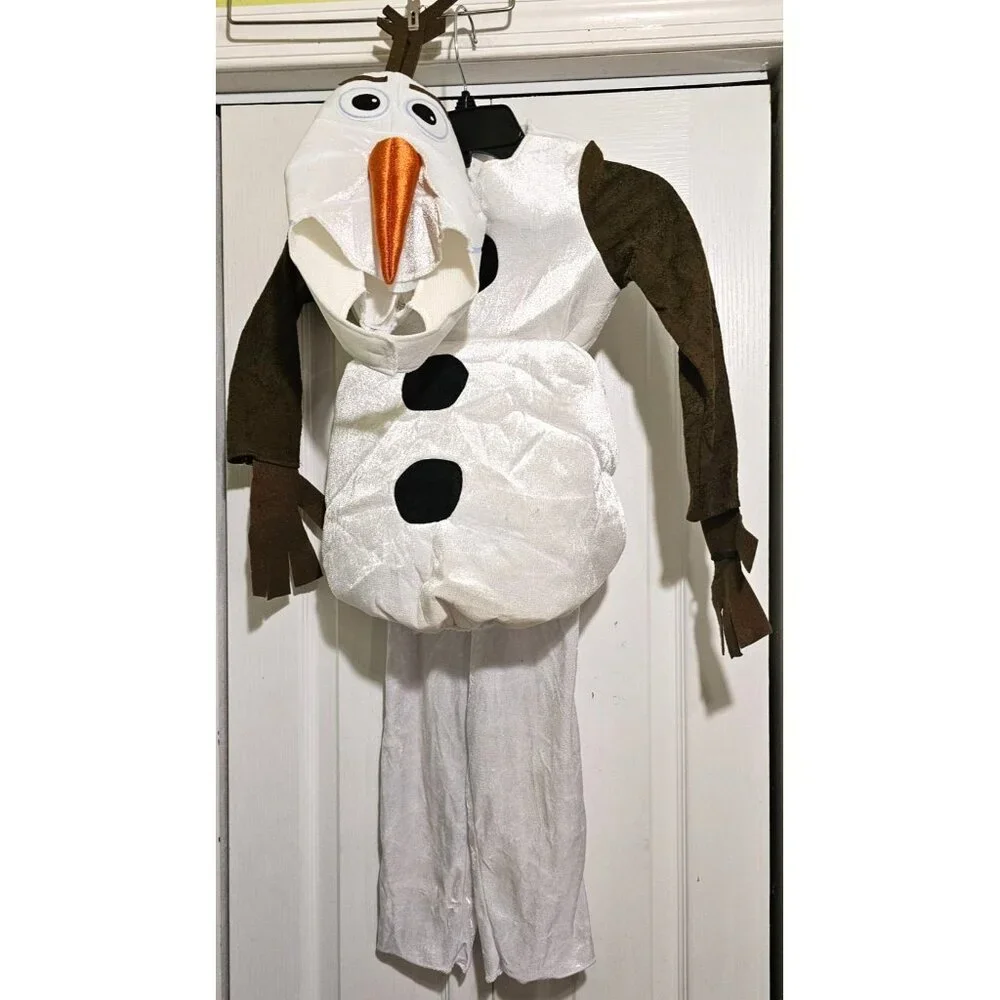 Frozen Olaf Costume Toddler 3T-4T Snowman Plush Belly Hood Disney Disguise 2 Kid - Picture 1 of 6